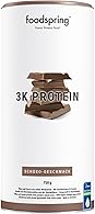 foodspring Proteine 3K, Cioccolato, 750g, Siero del latte e caseina da puro latte di mucche allevate al pascolo