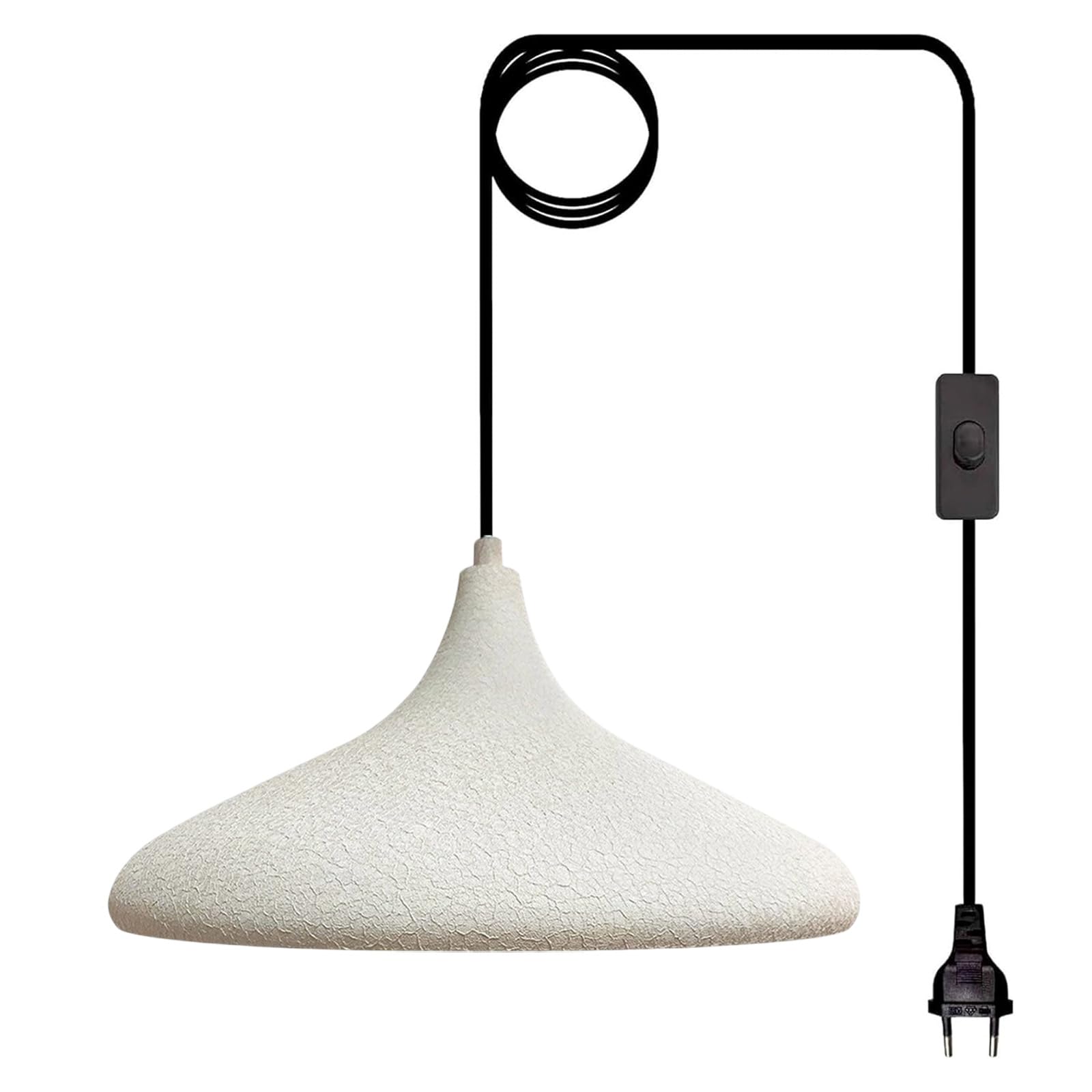 bamyum Lampadario a Sospensione con Spina, Lampadario Cucina 35 cm, Lampada da Soffitto con 450 cm Cavo, Lampadario a Sospensione, Lampada per Isola da Cucina in Metallo, Bianco