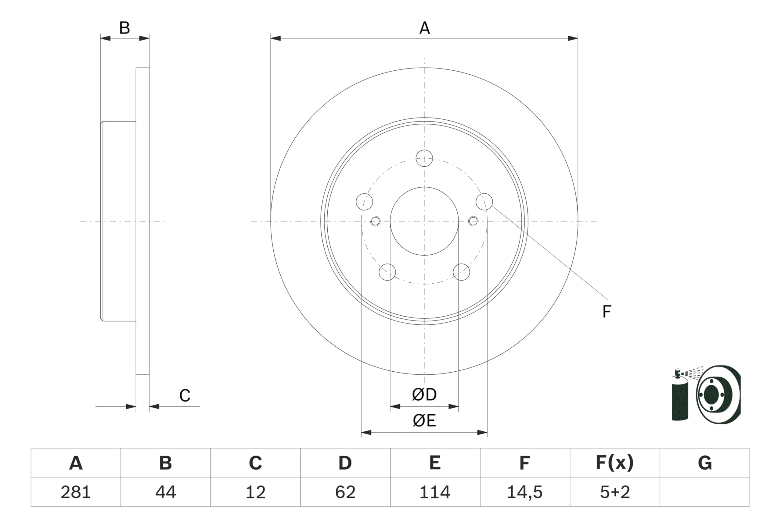 BOSCH 0 986 479 E91, 2 szt Tarcze Hamulcowe tył 281mm