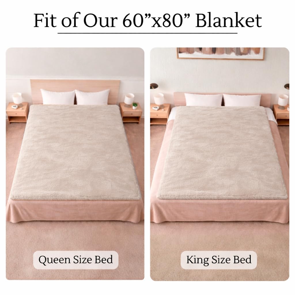 CREW FLX Waterproof Blanket for Bed Intimacy (80"x 60" Queen Size) Reversible Fleece | Sherpa, Love Blanket, Water Proof TPU Stain Proof Couch Furniture Mattress Winter Large Dog Bed Cover - Gray: Beige Sherpa Fleece 80 x 60 inch