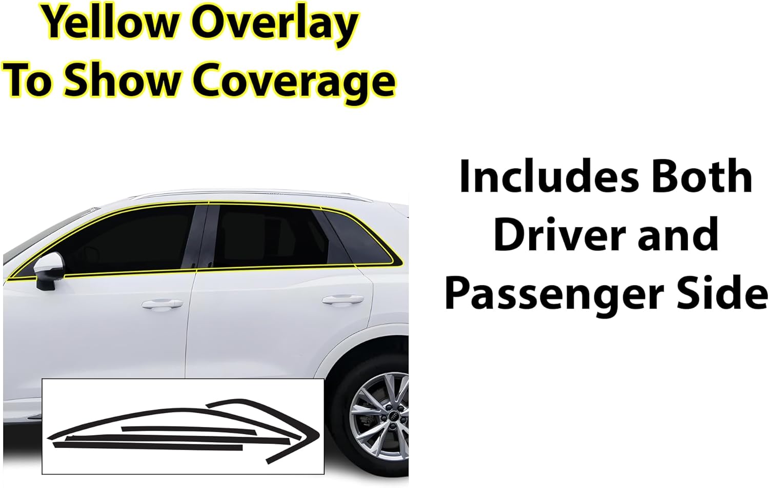 BOGAR TECH DESIGNS Side Window Trim Chrome Delete Overlay Compatible with Audi Q3 2019-2025, Gloss Black