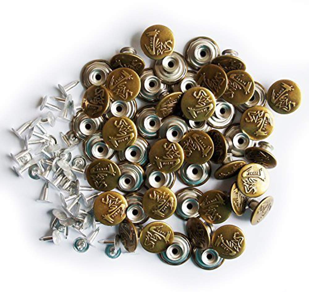 Boutons pour jeans Vintage Or lot de 50 pièces réparation