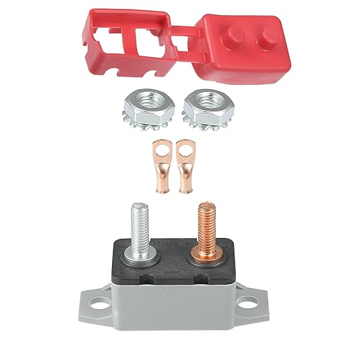 Miniatura 6 de X AUTOHAUX 1 juego de disyuntor de reinicio automático de 12-24 V 5 A con cubierta roja, kit de terminales de alambre para automóvil, camión,