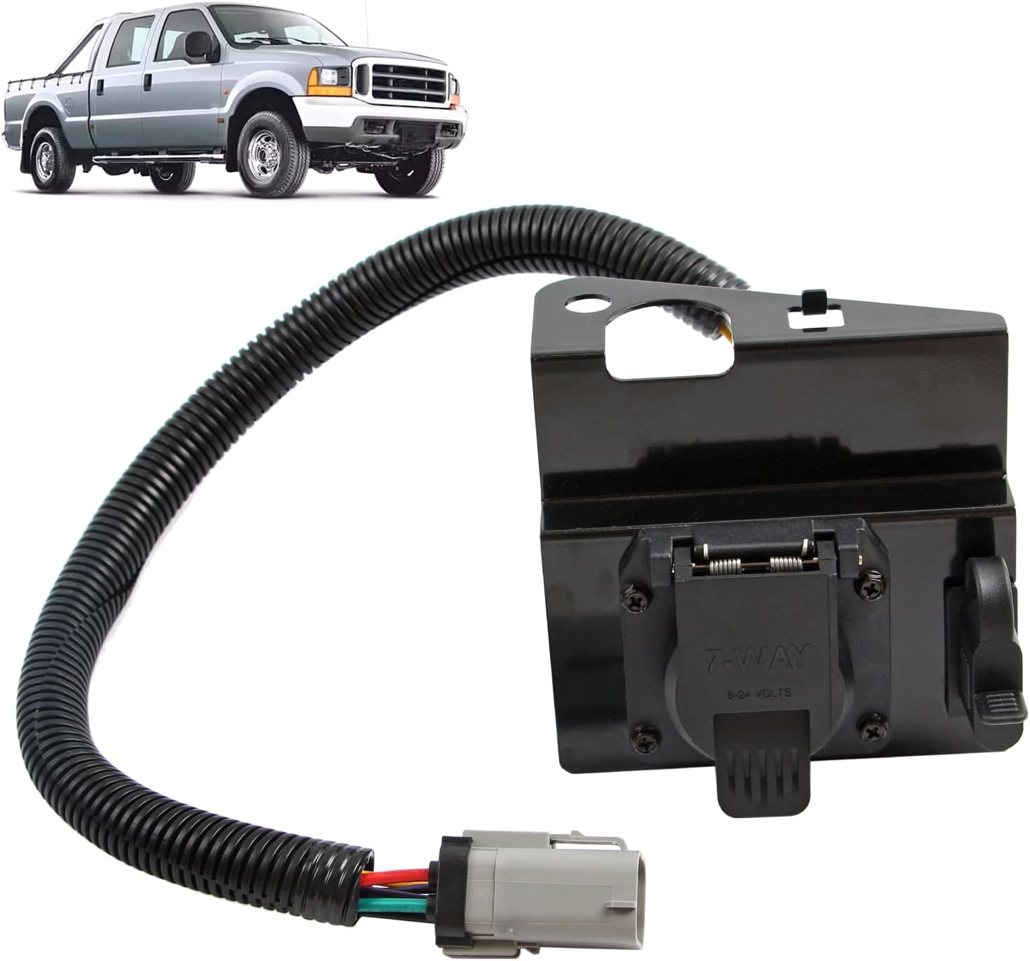 4 & 7 Pin Trailer Tow Wiring Harness Fit for Ford F250 F350 Super Duty Pickup Truck 2002-2004 Replace 2C3Z-13A576-DA, Towing Hitch Connector Plug with Mounting Bracket