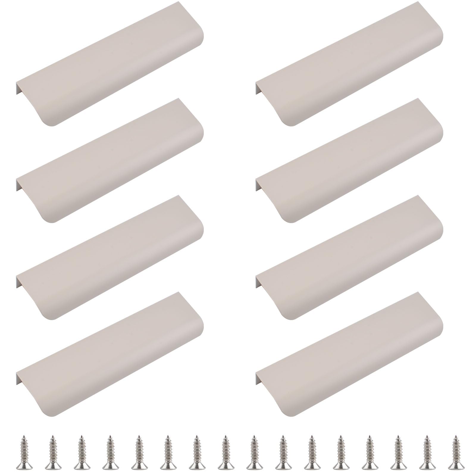 Morobor Cashmere Gray Finger Edge Pull, 8Pcs Concealed Handle Modern Style Drawer Handles, Curved Aluminum Alloy Invisible Handle For Cabinet Hardware Drawer,120Mm