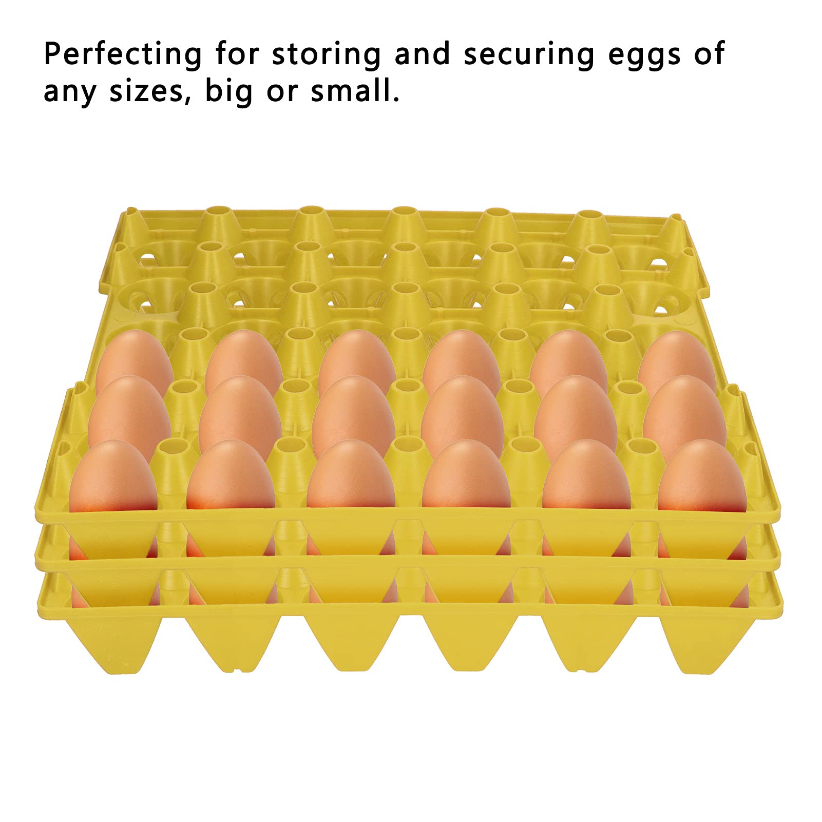 BigKing - Caja de almacenamiento de huevos, 5 piezas, caja de almacenamiento de huevos apilable, 30 celdas, bandeja de soporte para transporte de almacenamiento, suministros de granja a casa