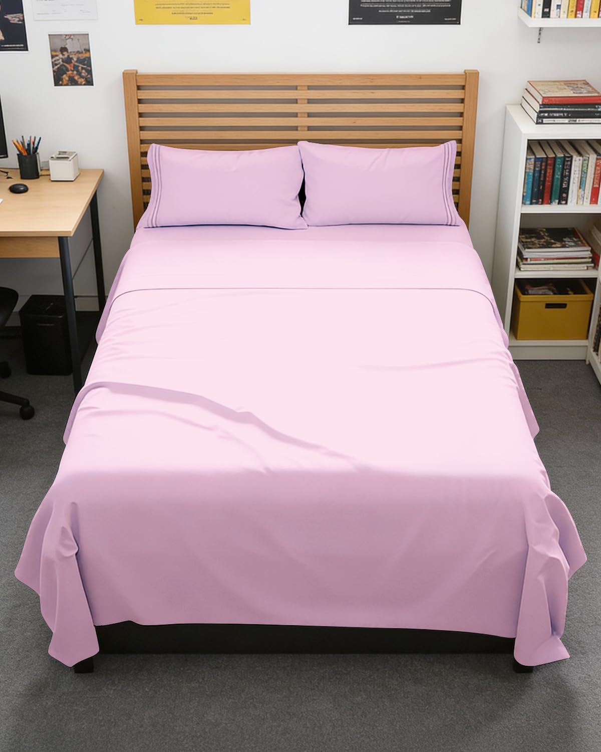 Full XL Sheets - 4 Piece Full XL Sheet Set - Cool &amp; Breathable - Light Pink