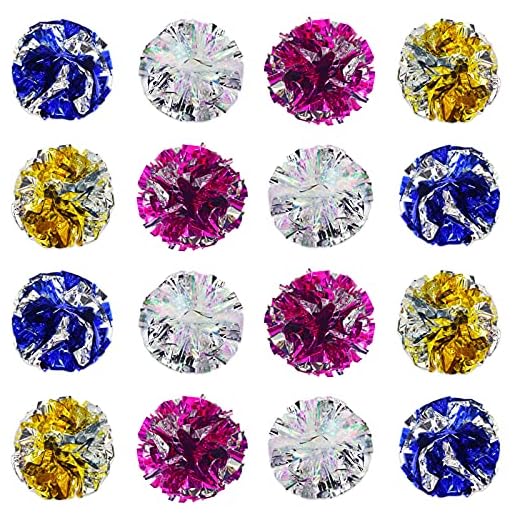 ASFINS Katt Crinkle Ball 16 Stk Katt Folie Bollar Katter Leksaker Bollar Katt Interaktiva Leksaker Med Intressant Crinkly Ljud Ball Fun Leksak För Katter Kitten Spela (6Cm 4 Färger)