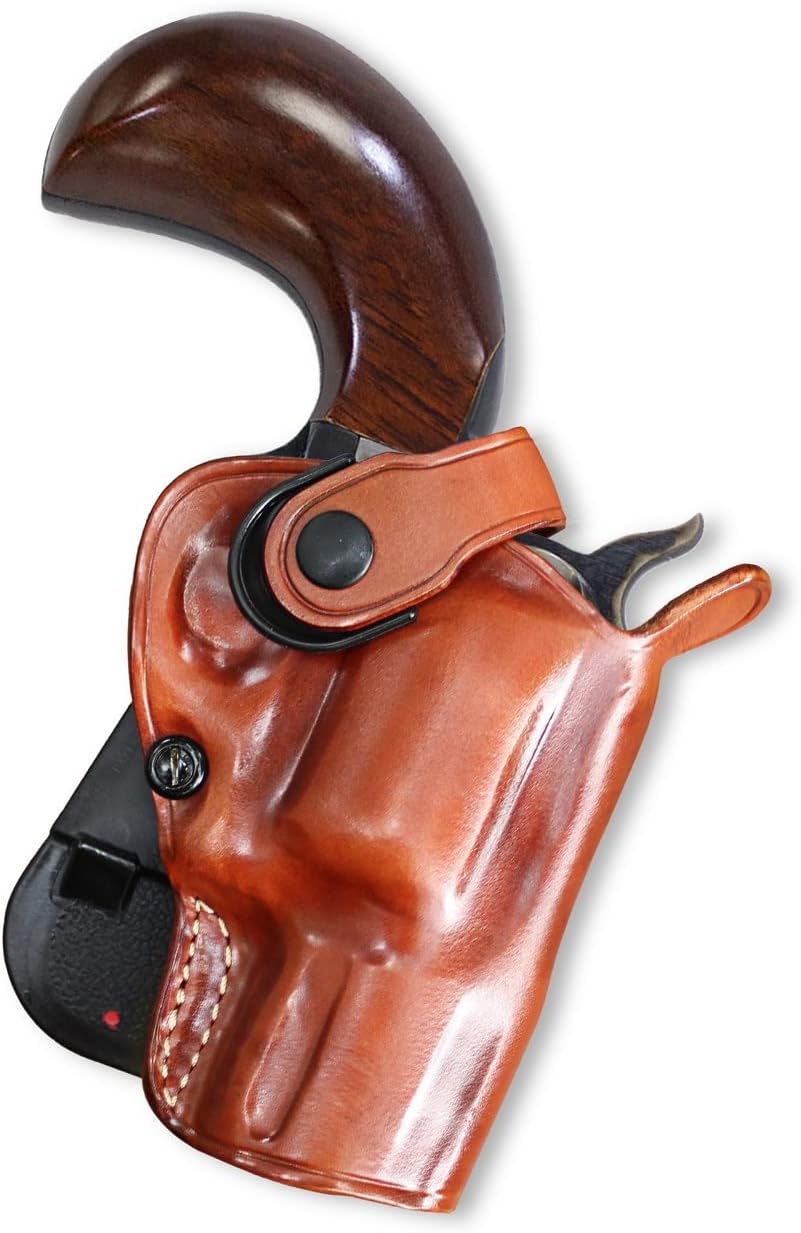 Masc OWB Leather Paddle Revolver Holster with Retention Strap, Fits Uberti 1873 45c 3 1/2-inch, Right Hand Draw Brown Color #1836#