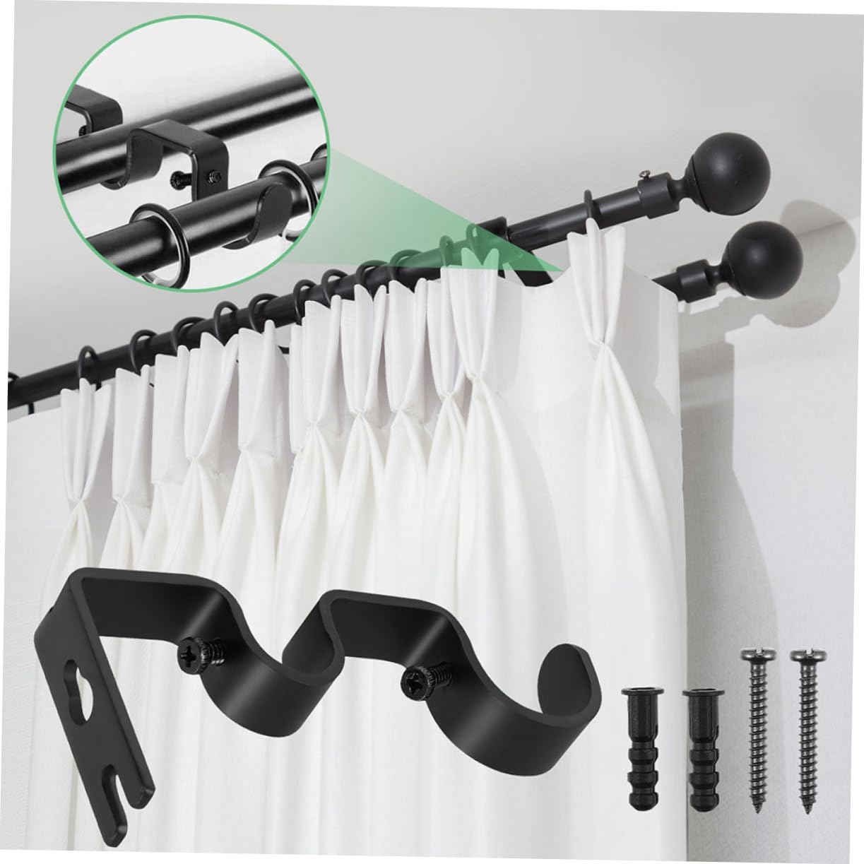4pcs Extendable Curtain Rod Brackets for Wall Strong Brackets for Window Rods Easy Install