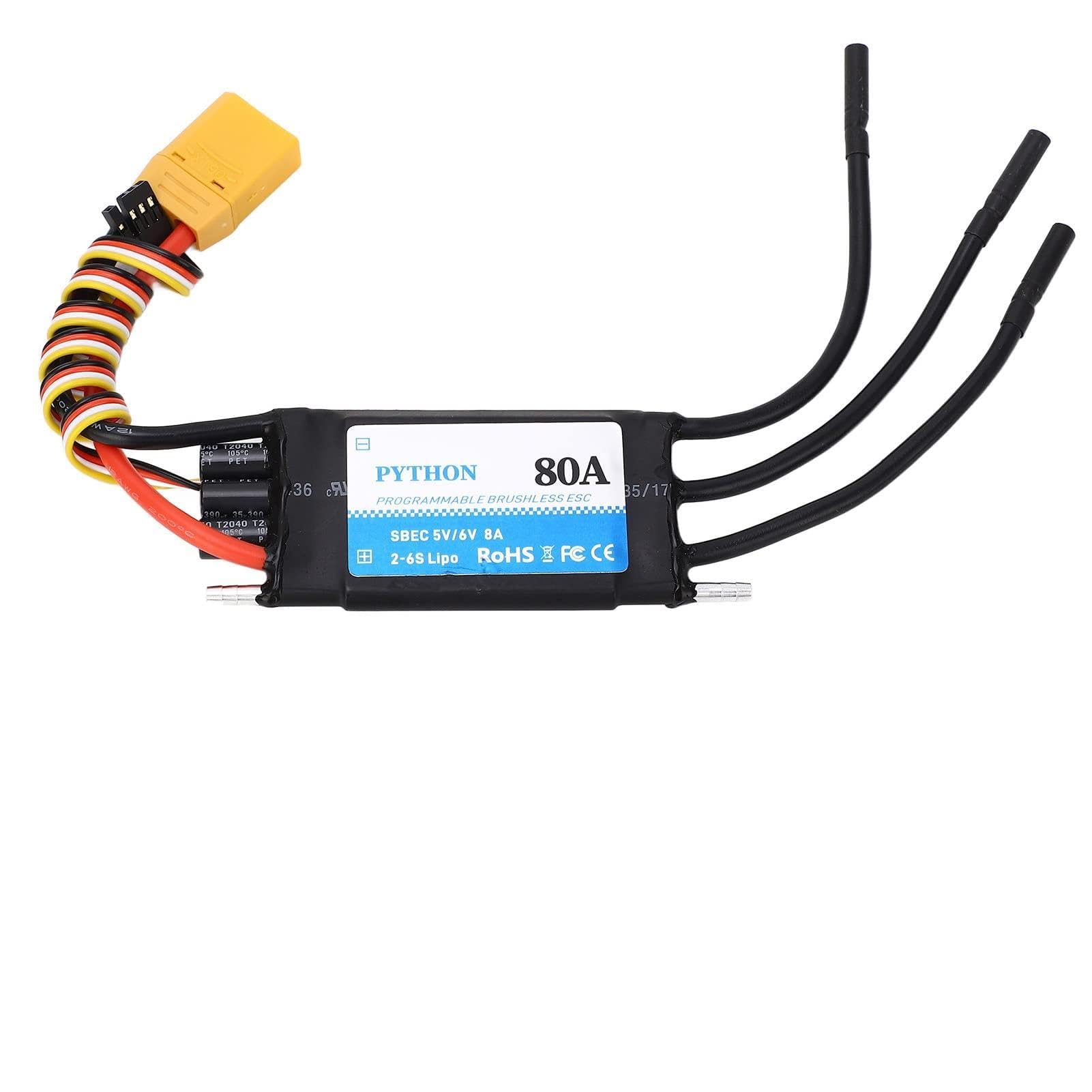 80A Zdalnie Sterowana łódka RC ESC Wodoodporny Trwały Elektryczny Regulator Prędkości dla Różnych Modeli Statków RC Czarny 96x43,5mm