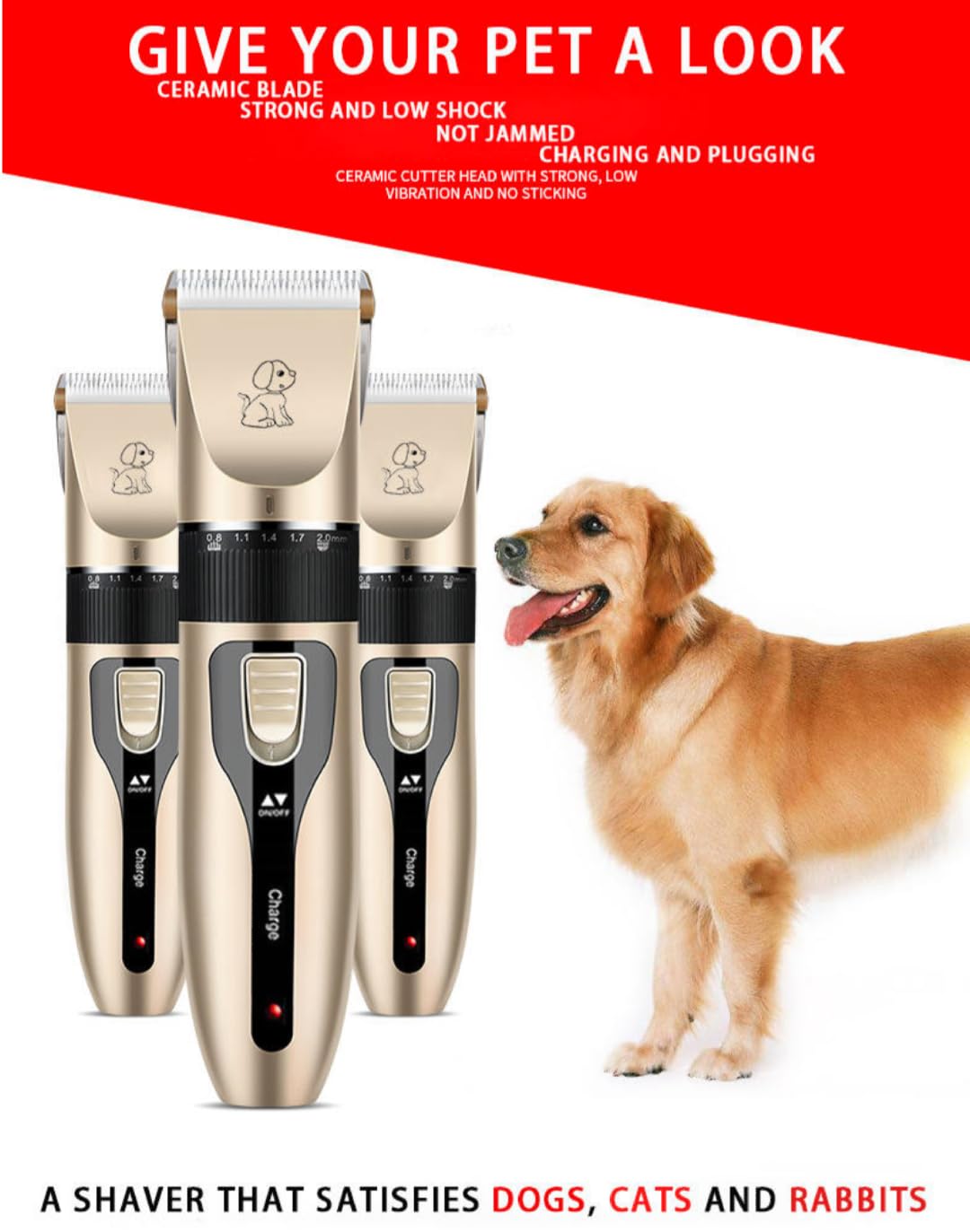 TRIMSHOOD Advanced Pet Grooming Trimmer – Professional Electric Clippers for Dogs, Cats, and More – Cordless Hair Trimmer Set – Low Noise, Precision Cutting