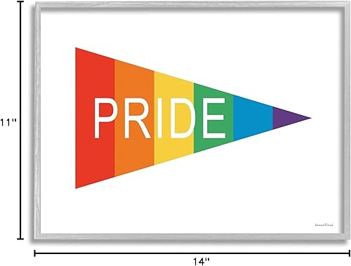 Miniatura 7 de Stupell Industries Pride Phrase Rainbow Stripe - Bandera triangular con forma de banderín, diseñada por arte de pared enmarcado con letras y