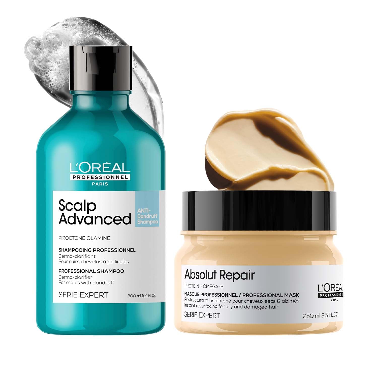 L'OREAL PROFESSIONNEL PARIS Scalp Advanced Anti-Dandruff Dermo-Clarifier Shampoo 300 Ml + L'Oréal Professionnel Scalp Advanced Anti-Oiliness 2-In-1 Deep Purifier Clay 250 Gm