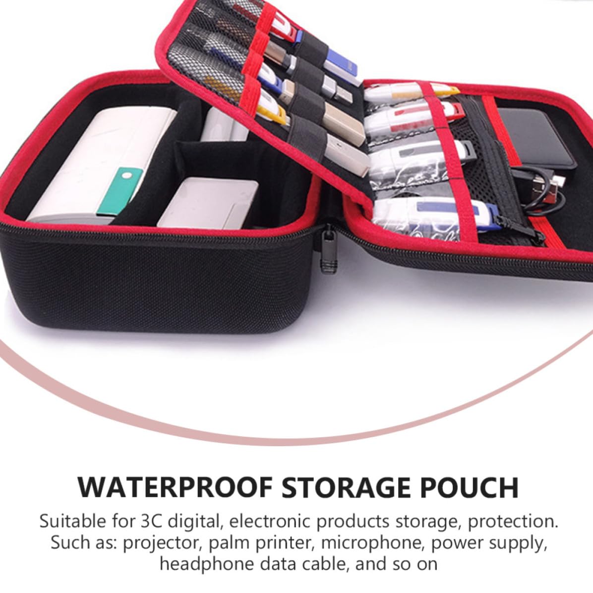 Borsa Organizer per Cavi e Accessori Elettronici Nero Oxford Resistente, Antiurto e Grande Capacità, per Viaggi e Protezione Digitale