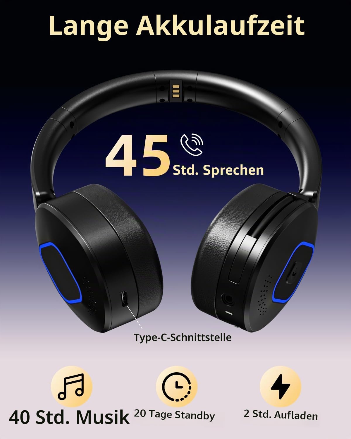 Wantek Bluetooth Headset mit Mikrofon & USB Dongle, Akku 45h+, Wireless Headset PC mit Noise Cancelling Mikrofon, kabellos & per Kabel, Multipoint, für Handy, Office, Büro
