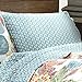 Lush Decor Layla Quilt Floral Leaf Print 3 Piece Reversible Bedding Set, King, Orange Blue