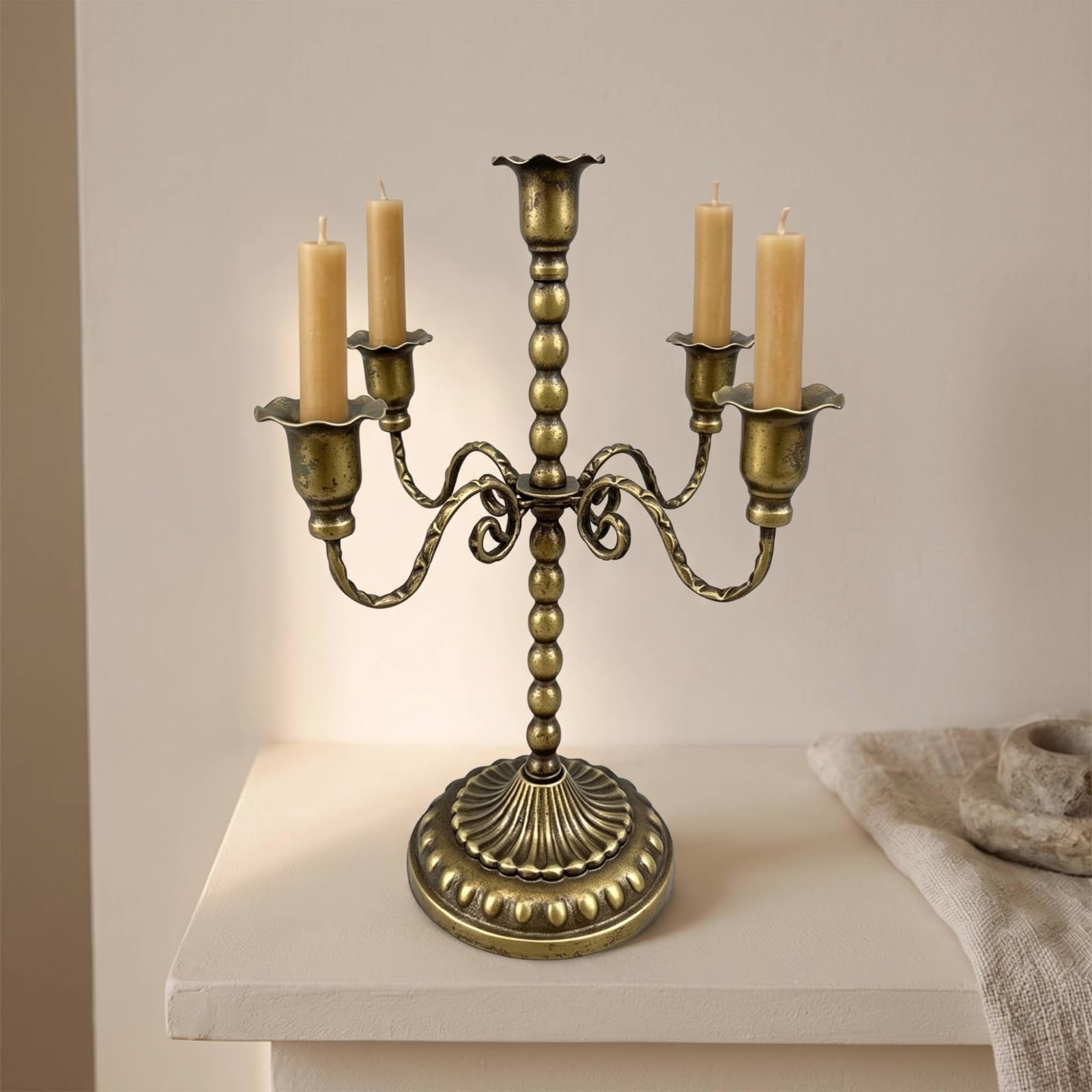 Portacandele in Metallo con E Ornamentali per Mensola E Tavolo Decorazione Classica, style to 1