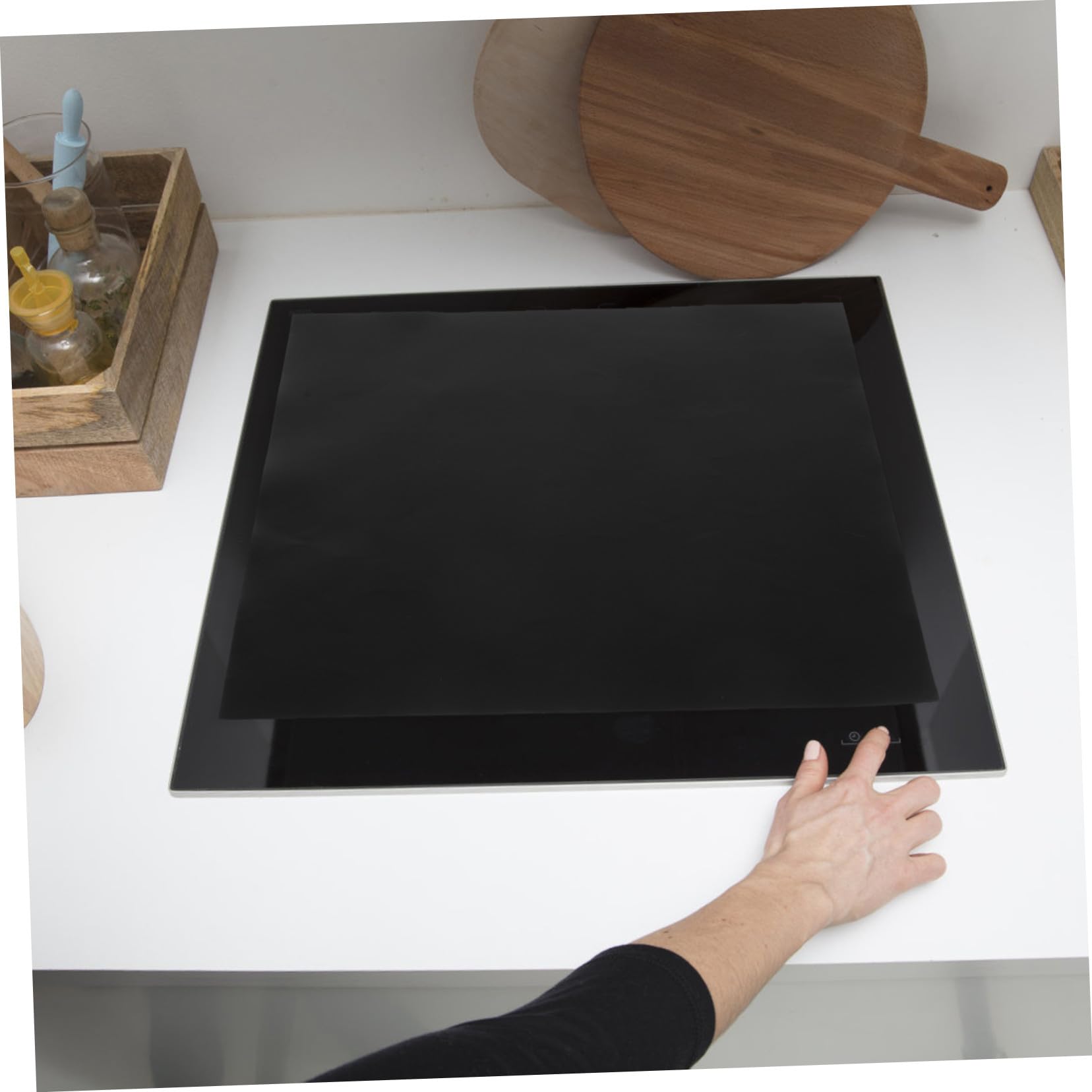 ABOOFAN 4 Piezas Estera de de inducción Protector de la coquetería de inducción Protector de Cocina electrica Almohadilla de Cocina Fibra de Vidrio Negro