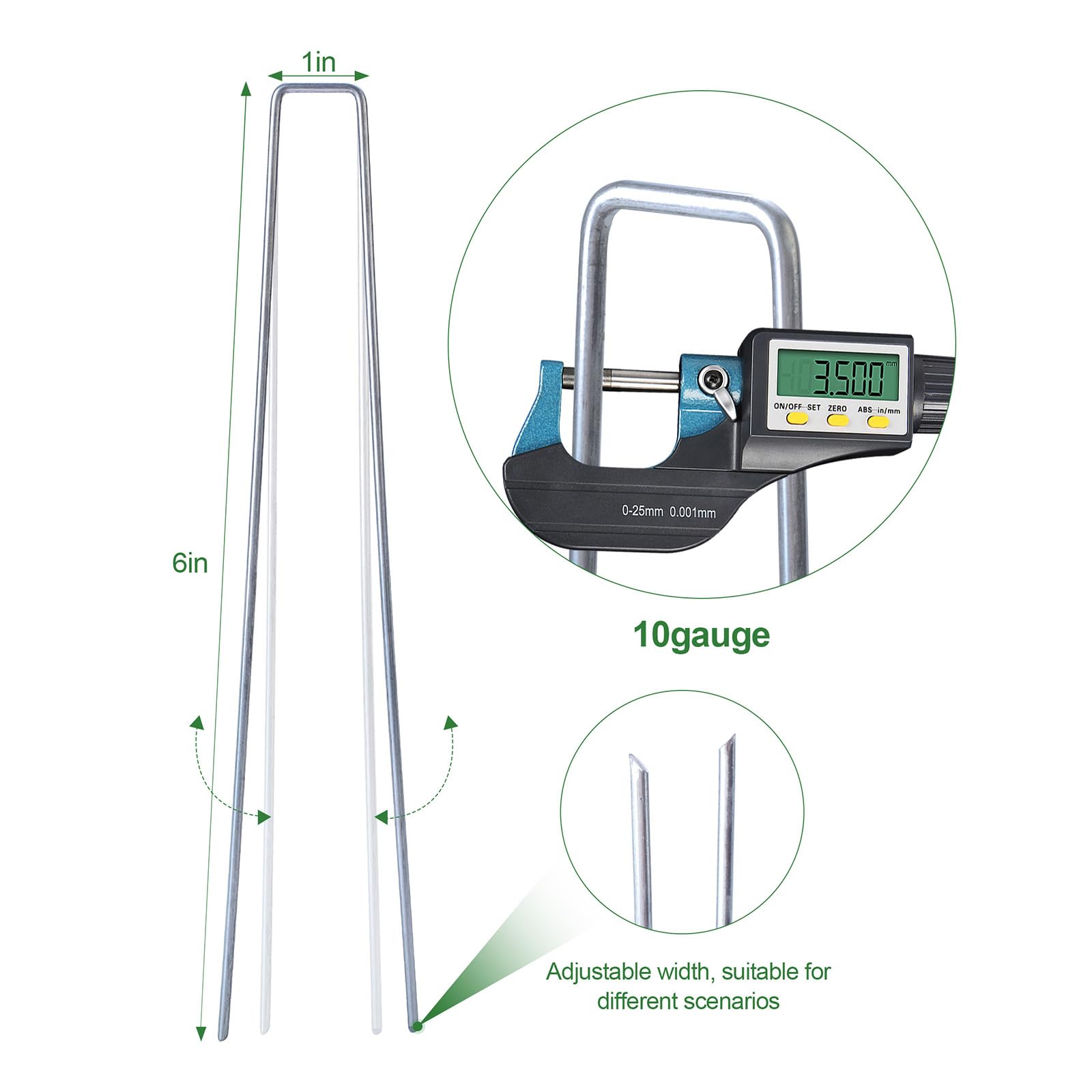 6 Inch Galvanized Landscape Staples, 100 Pack 10 Gauge Garden Stakes, Ground Staples for Securing Weed Fabric Barrier, Garden Hose Stake, Artificial Turf Stakes