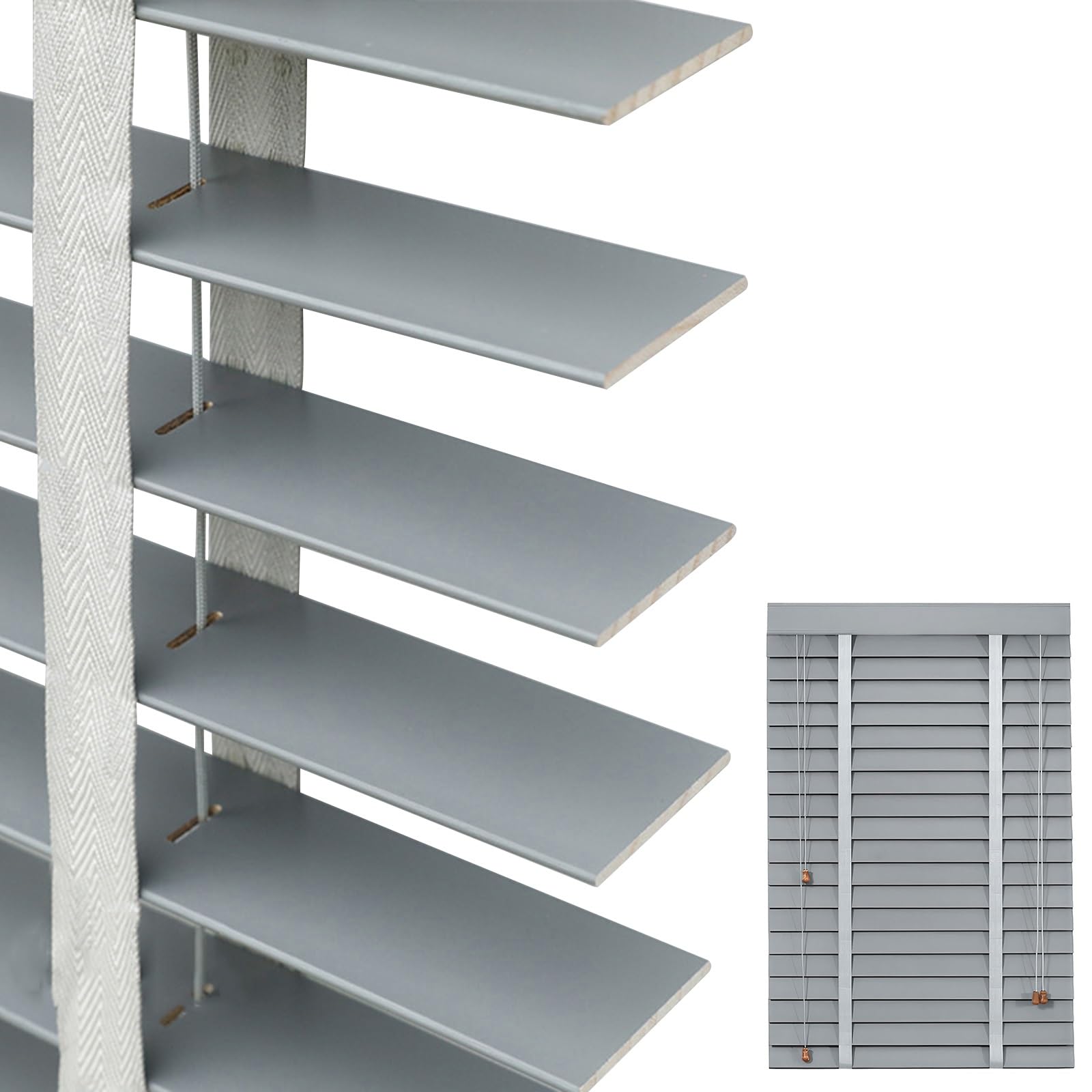 2 Inch Wood Blinds, Wooden Window Shades Privacy Blackout Blinds for Indoor Windows Horizontal Venetian Blinds & Shades 25