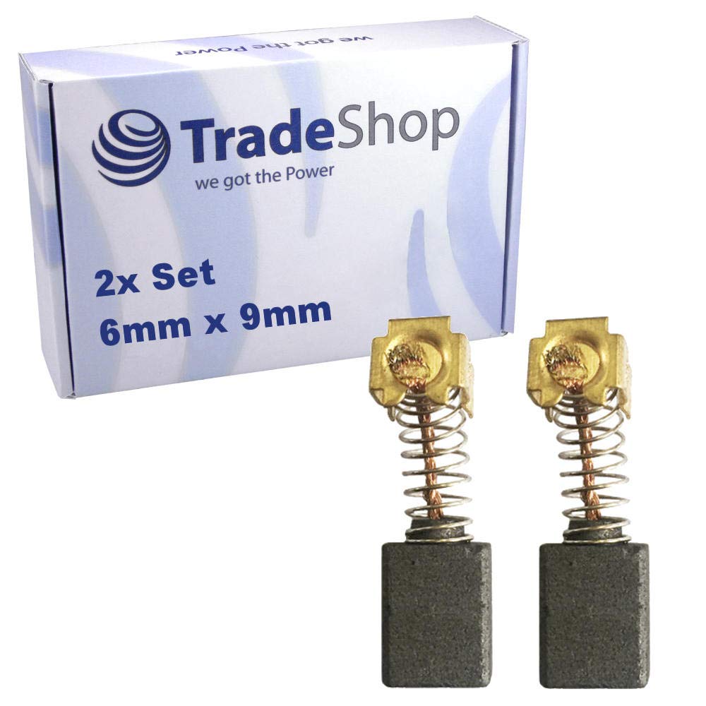 2 x abrasive carbon brushes, 6 mm x 9 mm, motor carbon brushes, 6 mm x 9 mm, for electric tool motor.