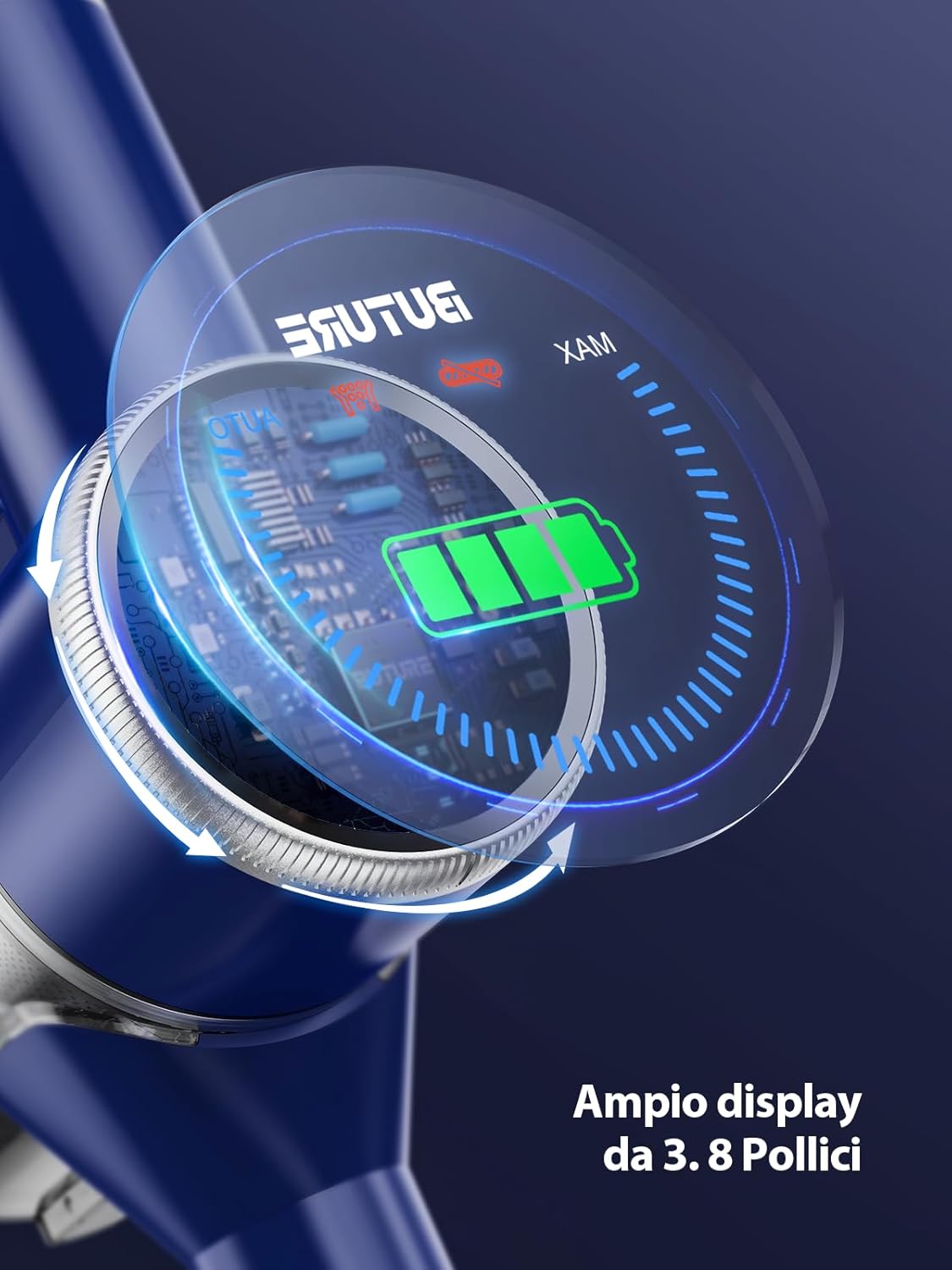 BuTure Aspirapolvere Senza Fili 400W/33Kpa, Scopa Elettrica senza Fili con Touchscreen, Rilevamento Automatico della Polvere, Autonomia 55Min per Pavimento Tappeti Peli Animali