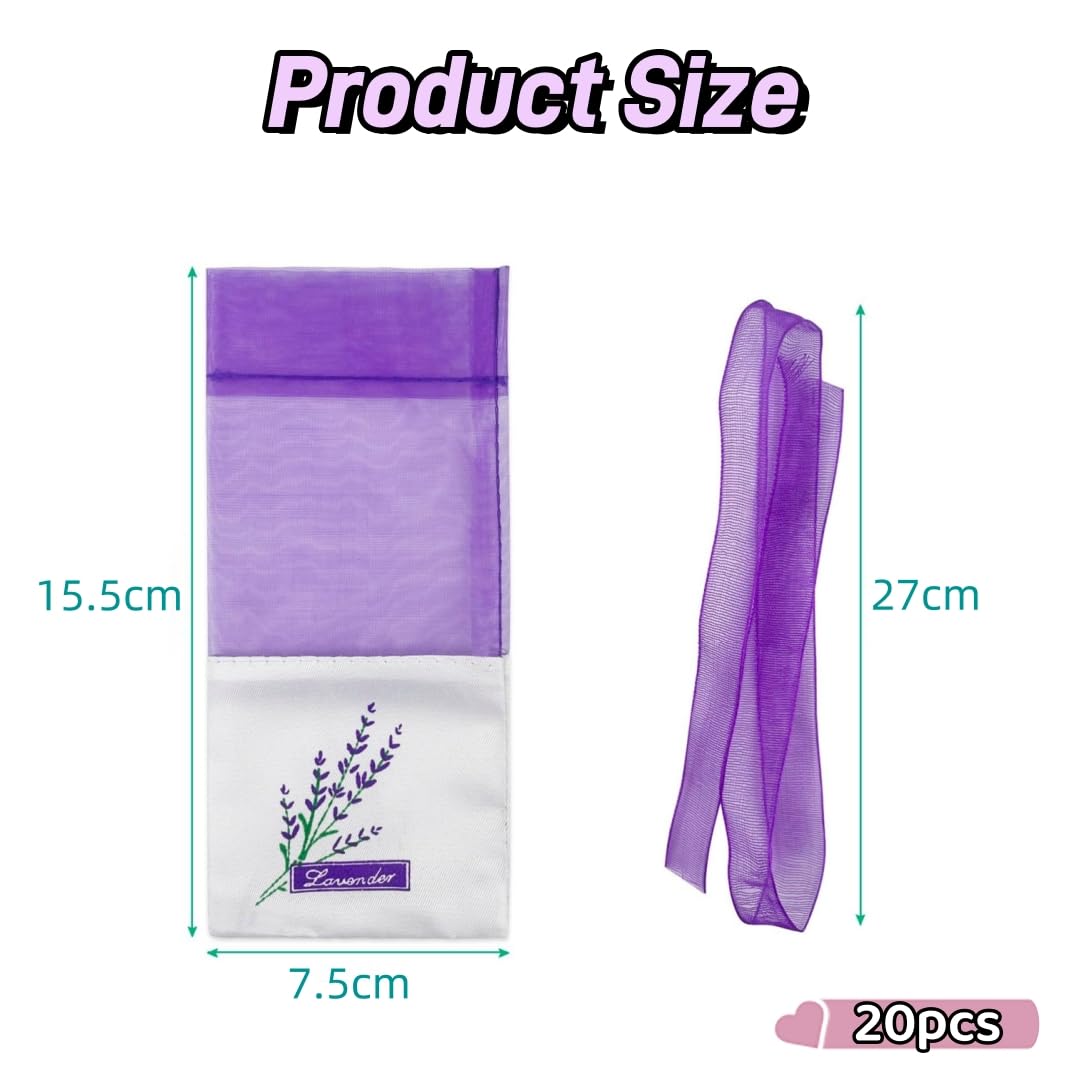 20 Pièces Sachet Lavande en Organza - Sacs Vides à Remplir pour Épices et Armoires - Sachets de Gaze