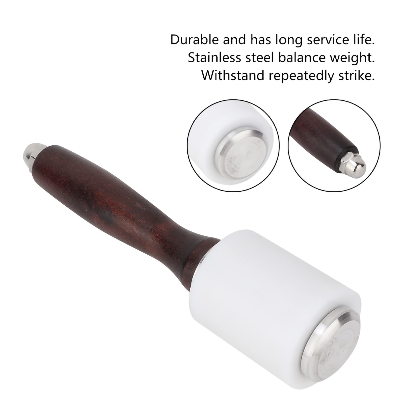 Martillo de nylon para bricolaje, cabeza de cuero resistente y ergonómico, martillo de mazo no marcador para superficies delicadas for carpintería, mecánica y restauración