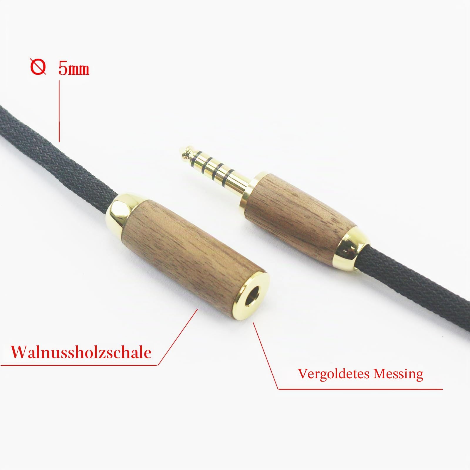 ABLET 4,4 mm symmetrischer Stecker auf 4,4 mm symmetrische Buchse, Kopfhörer-Audio-Adapterkabel, Stecker auf Buchse, Verlängerungskabel, 7N OCC, Kupfer, einzelner Kristall, versilberter Draht