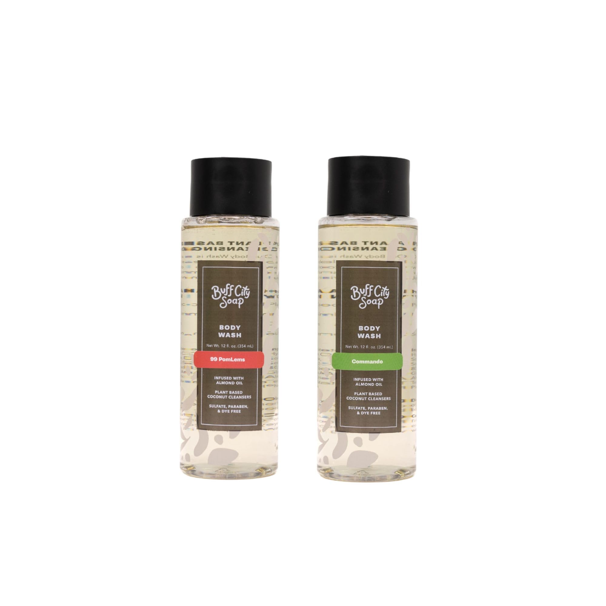 Buff City Soap Signature Scent Body Wash Duo Plant-Based Body Wash 99 Pomlems Commando 12 fl oz Each