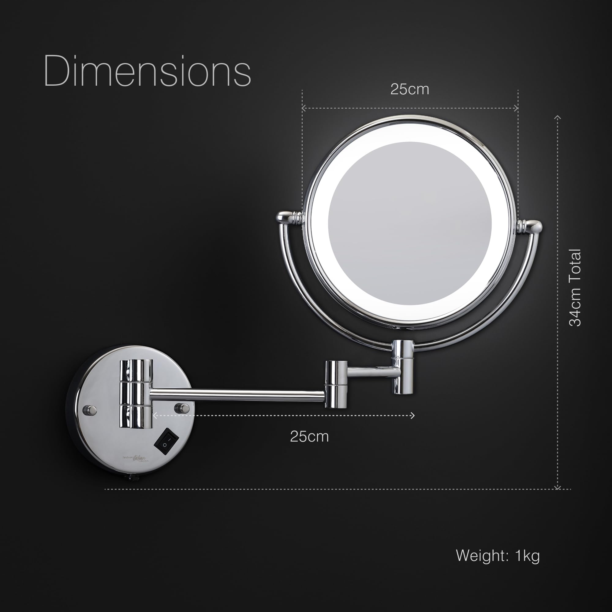 Hindware Italian Collection F680016CP Backlit LED Magnifying Glass