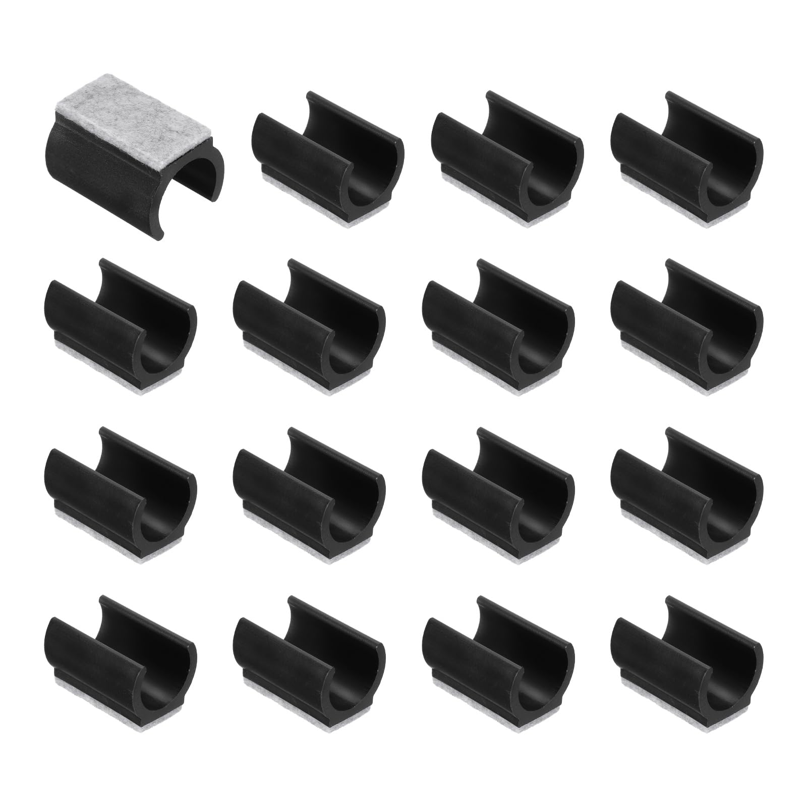 sourcing map 16 Pcs Rectangle U Shaped Chair Leg Caps with Felt Pads, Fit 25mm Dia Tubular Legs, Slide Smoothly Furniture Feet Protectors No Scratches No Noise for Hardwood Floors, Black