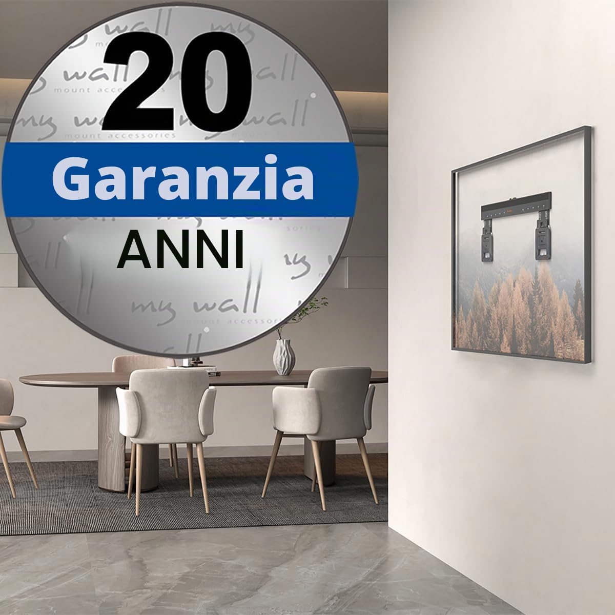 Mywall HE7-2L - Supporto da Parete per TV a Schermo Piatto 43-100", Carico Fino a 75 kg, Universale per Ultra Sottile, 9,5 mm