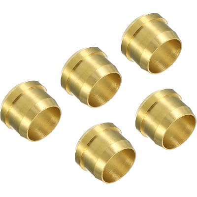 PATIKIL 8mm Tube OD Brass Compression Sleeves Ferrules 5 Pack Brass Compression Fitting Assortment Kit