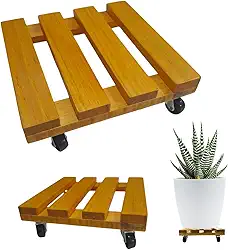 Suporte Base Para Vaso De Planta Quadrado 25cm Com Rodinhas Giratórias (Unidade).