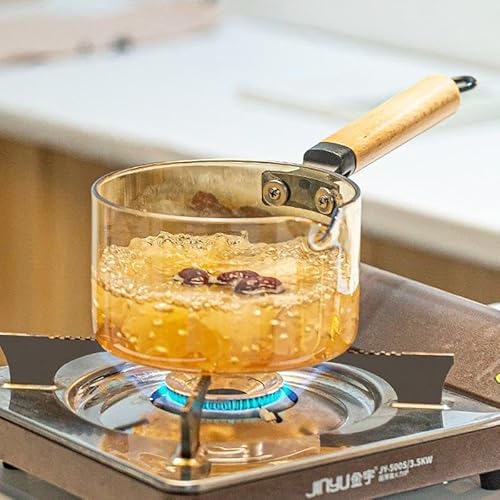 Oceano Pentola Vetro Borosilicato 1.8L Pentolino Cottura Resistente Al Calore Piano Gas Casseruola Con Coperchio Pasta Noodles Zuppa Brodo Latte Pappe (Pentolino Con Manico) - 3