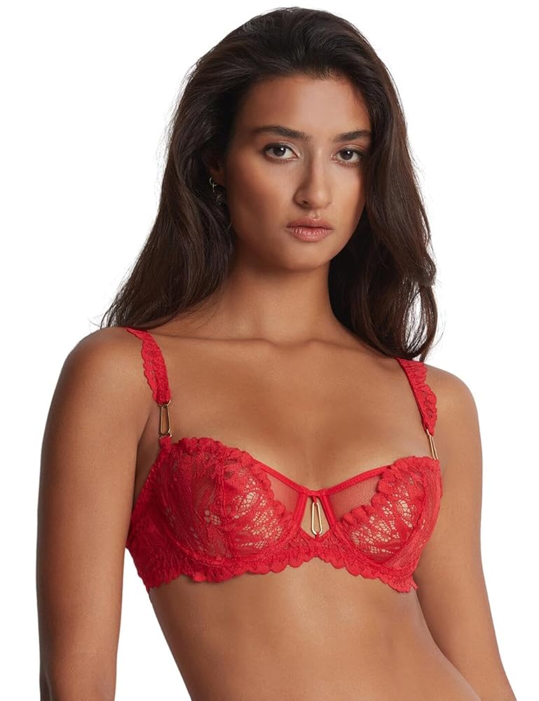 Aubade プランジブラ Aubade Flowermania Aubade Women's Flowermania Half Cup Bra, Red (Rouge Floral