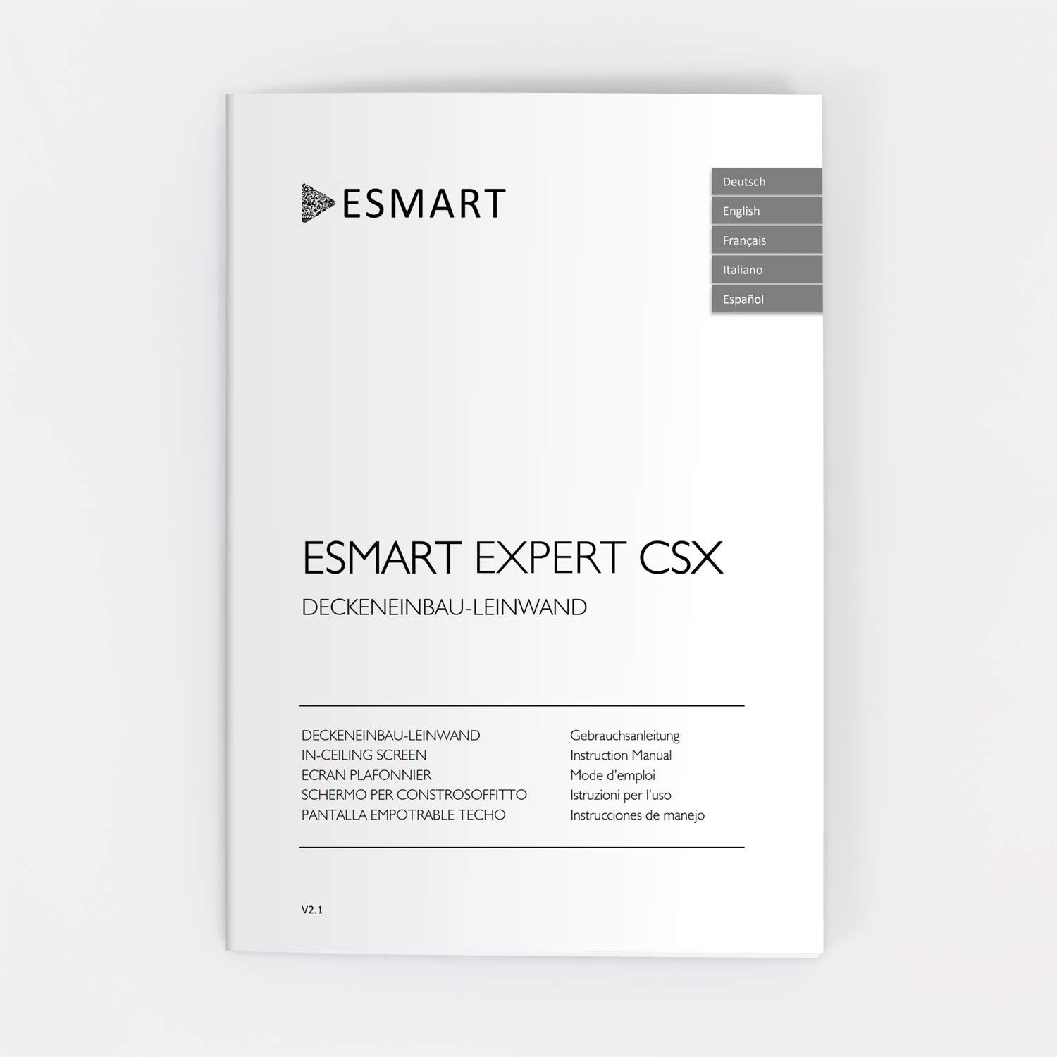 ESMART Expert CSX Schermo da incasso a soffitto 221 x 125 cm (100") 16:9 | Telecomando a infrarossi | Controllo del trigger | Schermo di proiezione del motore del proiettore elettrico per home cinema