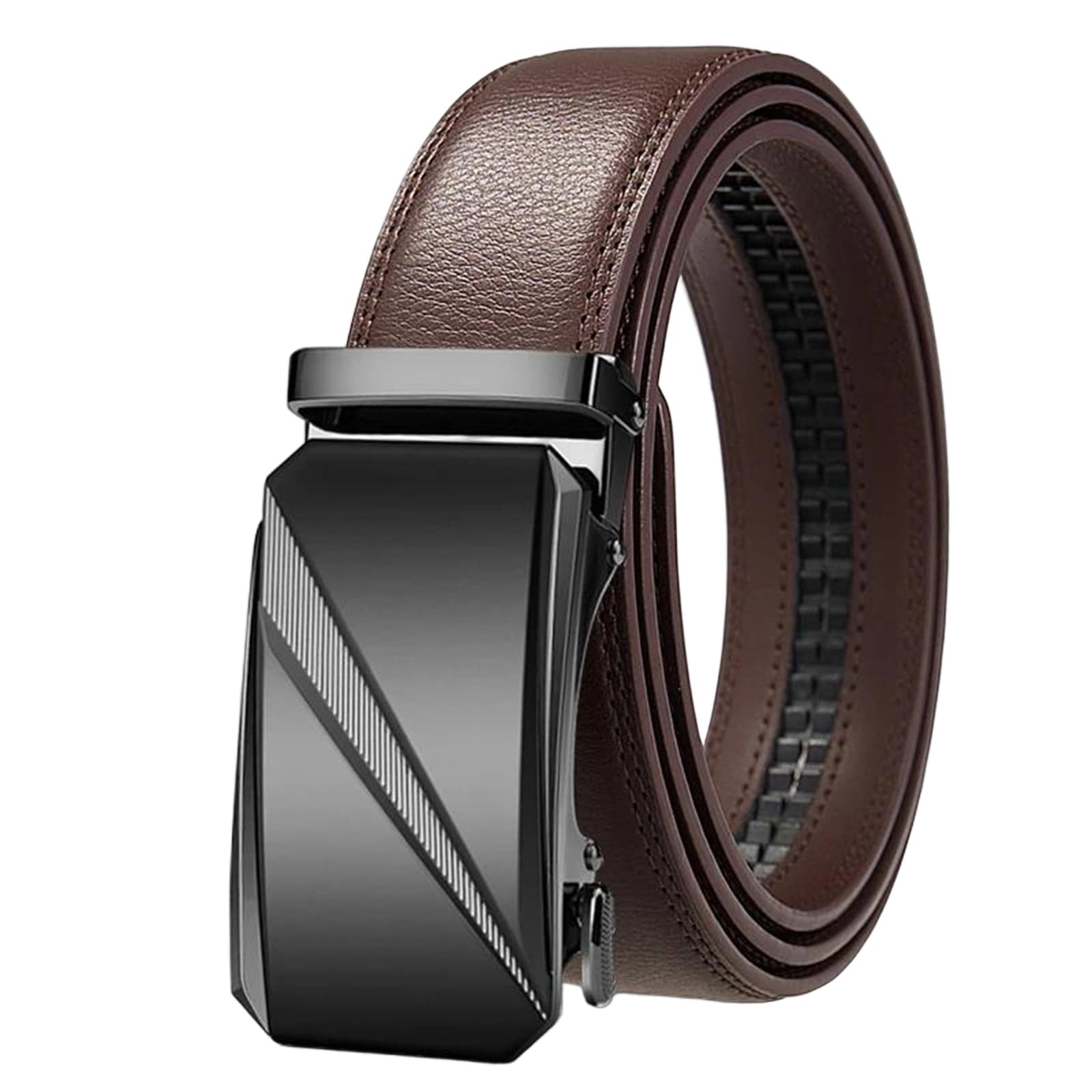 Yeuyyben Cinturón de trinquete de cuero genuino para hombre, ajustable, hebilla automática, cinturón de negocios informal