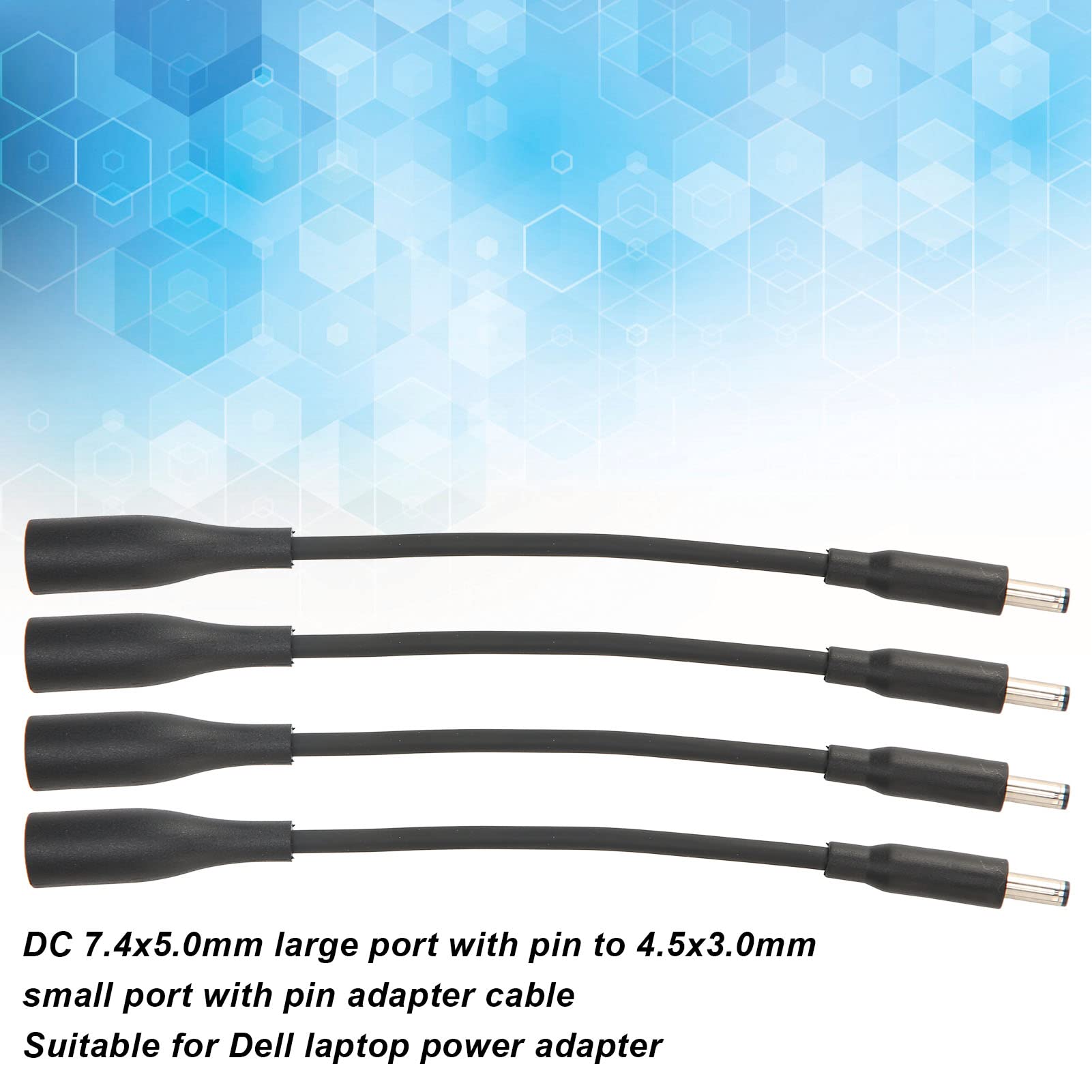 4 szt. Adapter Końcówki Konwerter Kabel DC 7.4x5.0mm do 4.5x3.0mm do Zasilacza do Laptopa Dell, Plug and Play