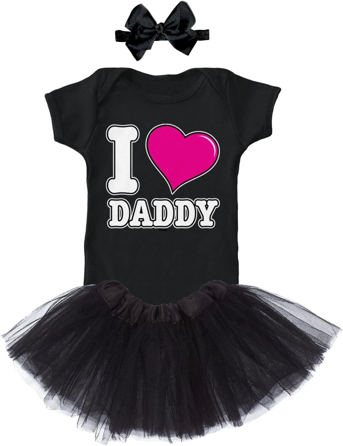Tcombo I Love Daddy - Father's Day Dad Baby Bodysuit + Tutu Skirt + Bow Headband Set