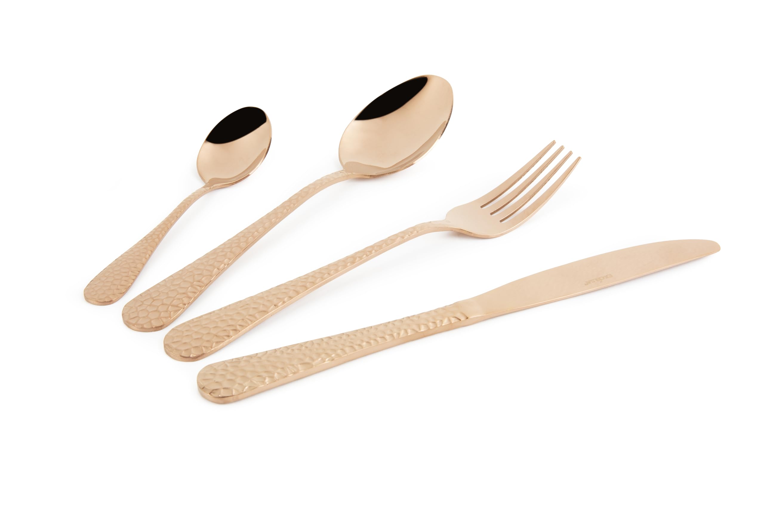 Set 24 posate in acciaio inox Stylo nero con manico rame finitura