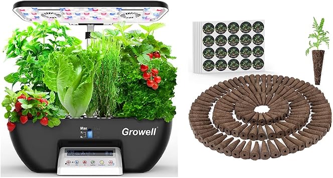 Growell 17 Pods Hydroponics Growing System Kit & 240 Pcs Hydroponic Pods Kit