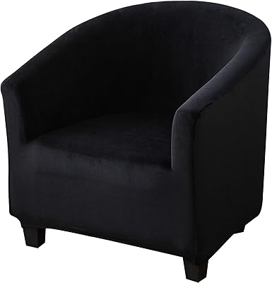 Konsilsa Velvet Club Chair Slipcover, Living Room and Bedroom Removable Armchair Protector Furniture Protector for Home Decor (Color : Black)