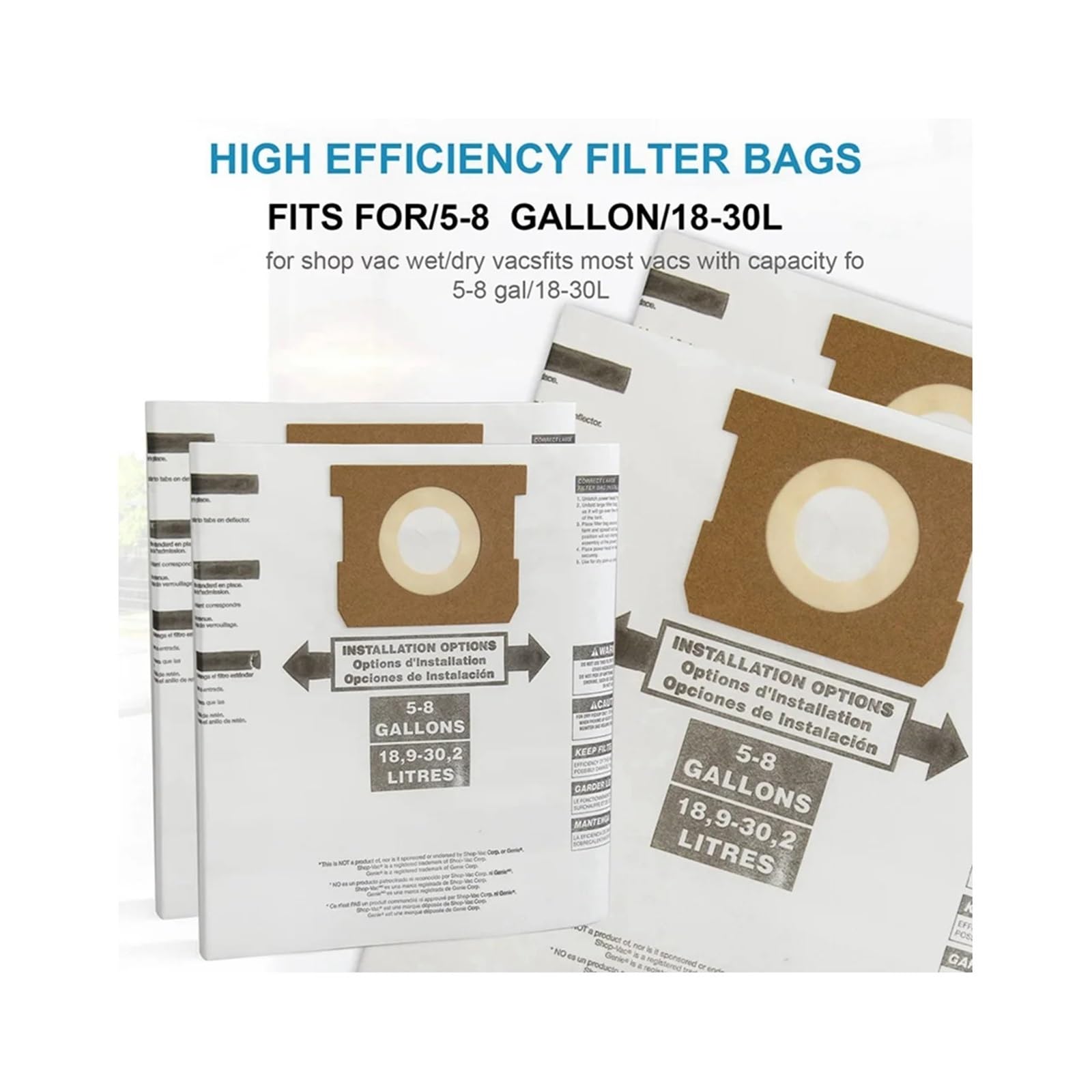 Bolsas universales for aspiradoras de 5 a 8 galones (14 unidades)