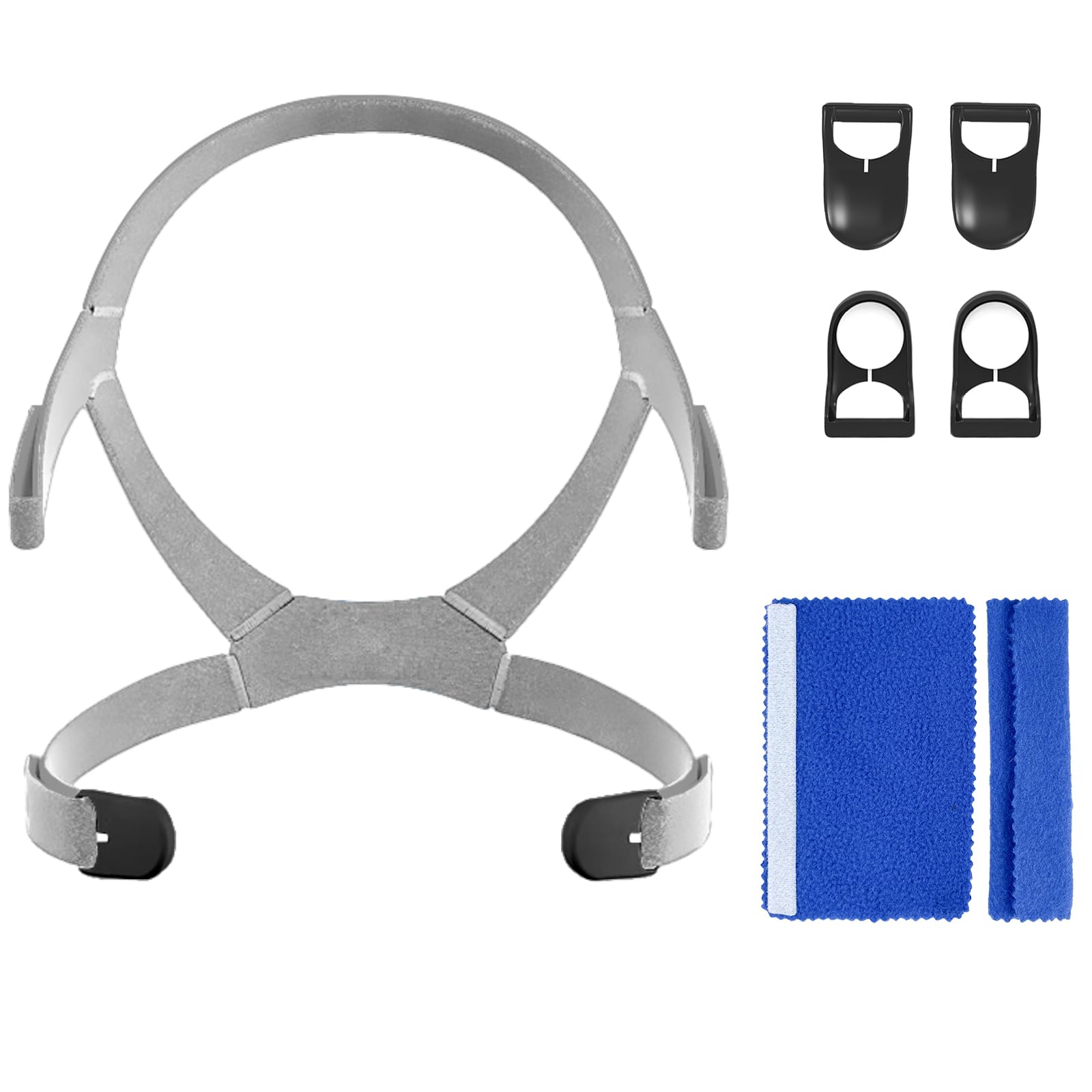 CPAP Headgear Replacement Strap for Resmed Airfit F40 Full Face Mask- 2 Pack Airfit F40 Headgear with Magnetic Clip and Strap Cover Fit for Resmed Airfit F40 Full Facemask Headgear (Large, Grey)