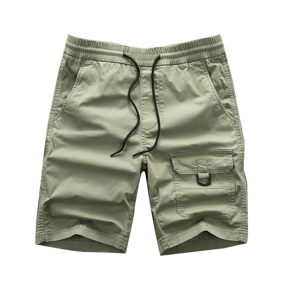 Homme Casual Lâche Pantalon Court Short Cargo Militaire Coupe Ample Camouflage Rétro Jambe Droite Pantalon Ample Extensible Bermuda de Travail Multi-Poches