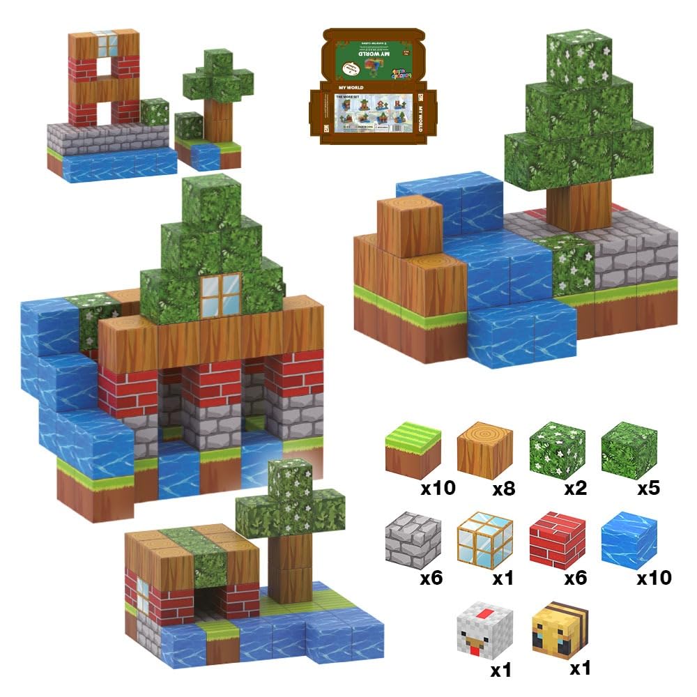 BODOODO CUBES - Magnetic Cubes-Build Mine,50 pcs, Magnetic Blocks with Animals, STEM Montessori Sensory Toys for Boys & Girls, Mine World, Boys and Girls Over 6, Craft World (B0CQ3KVW5W) Amazon Price History, Amazon Price Tracker