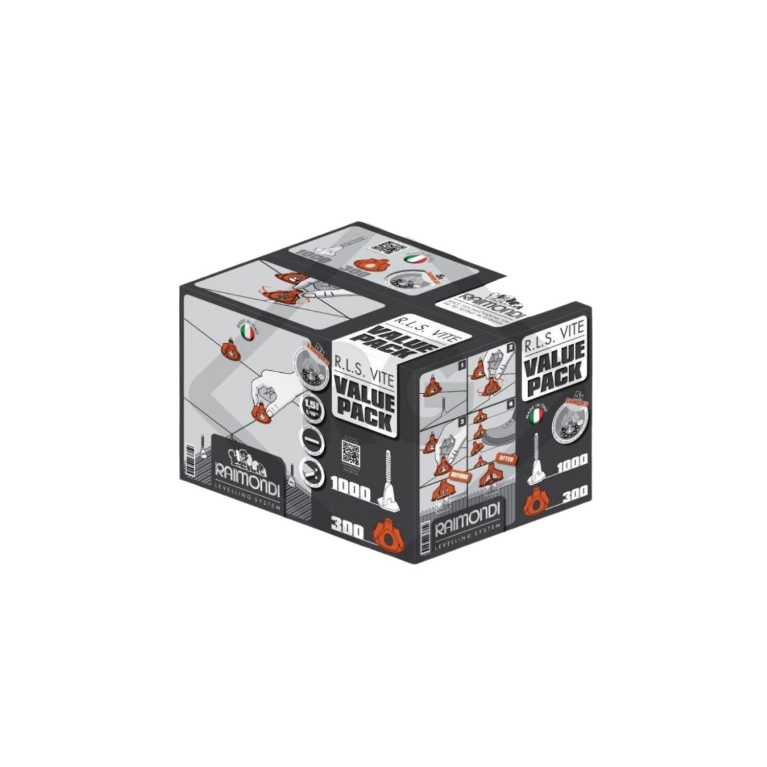 Kit RLS à vis Raimondi Value Pack | 1000 bases plates 1,​5 mm + 300 embouts